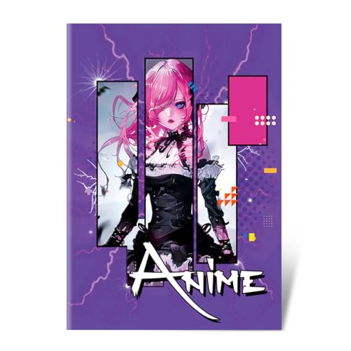 Delta Graphix Schulheft A5 kariert – ANIME Design – 60 Blatt – X60PK – Softcover Notizheft mit UV-Lack – Made in Poland von Delta Graphix