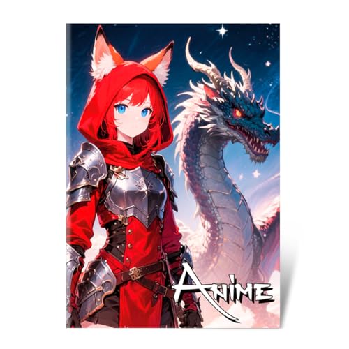 Delta Graphix Schulheft A5 kariert – ANIME Design – 60 Blatt – X60PK – Softcover Notizheft mit UV-Lack – Made in Poland von Delta Graphix