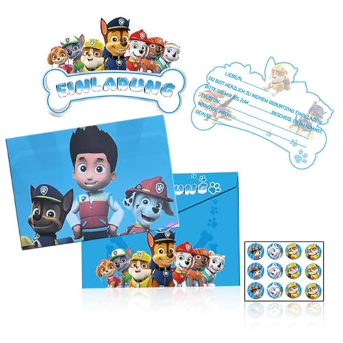 Deluisho Dog Patrol Party Einladungskarten, Einladungskarten Kindergeburtstag, 12 Einladungskarten, 12 Umschläge und 12 Aufkleber, Cartoon Animation Kinder Party Einladungsset Deluisho Dog Patrol Party Einladungskarten, Einladungskarten Kindergeburtstag, 12 Einladungskarten, 12 Umschläge und 12 Aufkleber, Cartoon Animation Kinder Party Einladungsset von Deluisho
