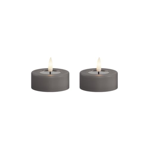 Deluxe Homeart Flammenloses LED-Jumbo-Teelicht-Set für den Innenbereich, mit Real Flame™-Technologie, batteriebetriebene Kerze (grau) von Deluxe Homeart