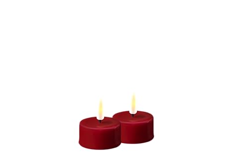 Deluxe Homeart Flammenloses LED-Teelicht-Set für den Innenbereich – mit Real Flame™ Technologie – batteriebetriebene Kerze (Bordeaux) von Deluxe Homeart