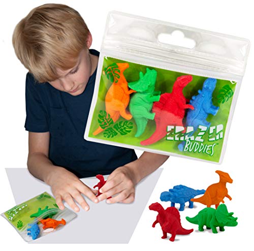 Deluxebase Erazer Buddies - Dinosaurier Dinosaurier Radiergummis und neuartiges Briefpapier für Mädchen und Jungen. Buntes Radiergummi-Set, ideal für Büro- und Schulmaterial von Deluxebase