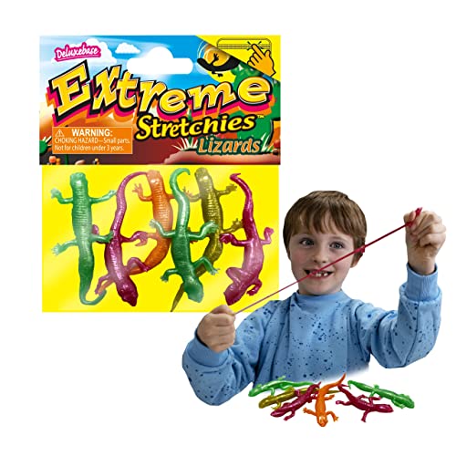 Extreme Stretchies Lizards von Deluxebase – 4 kleine dehnbare Reptilien-Spielzeuge – perfekt für Kinder und als Partyspielzeug. von Deluxebase
