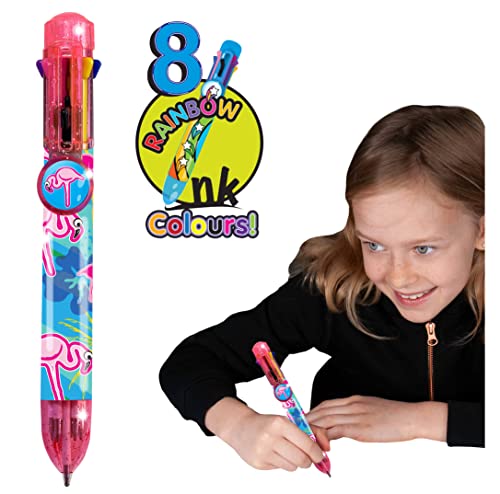 Rainbow Writer - Flamingo, Farbwechselstifte von Deluxebase. 8-in-1-Kugelschreiber, tolle Neuheitsstifte für Kinder und ideales Büro- oder Schulmaterial von Rainbow Writer