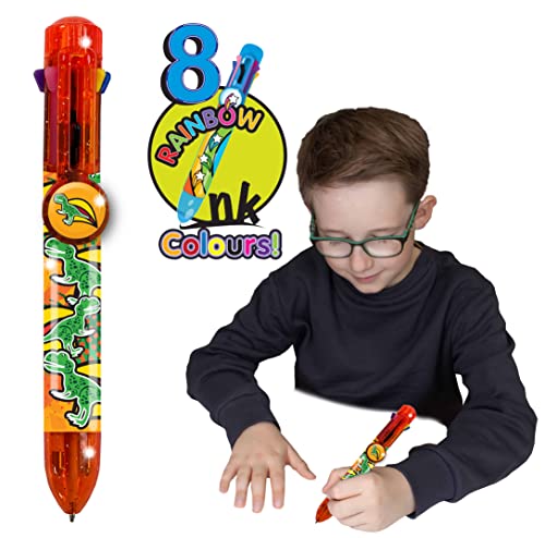 Rainbow Writer - T-Rex, Farbwechselstifte von Deluxebase. 8-in-1-Kugelschreiber, tolle Neuheitsstifte für Kinder und ideales Büro- oder Schulmaterial von Rainbow Writer