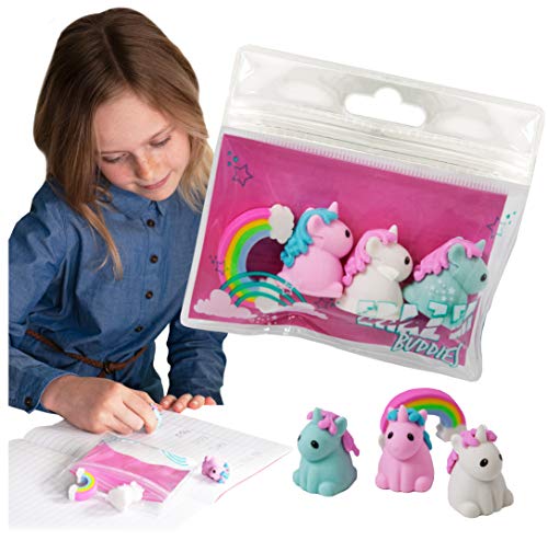 Deluxebase Erazer Buddies - Einhorn Einhorn Radiergummis und neuartiges Briefpapier für Mädchen und Jungen. Buntes Radiergummi-Set, ideal für Büro- und Schulmaterial von Deluxebase