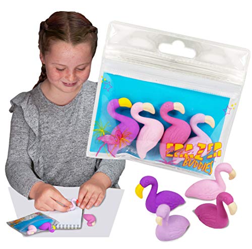 Erazer Buddies - Flamingo von Deluxebase. Flamingo Radiergummis und neuartiges Briefpapier für Mädchen und Jungen. Buntes Radiergummi-Set, ideal für Büro- und Schulmaterial von Deluxebase