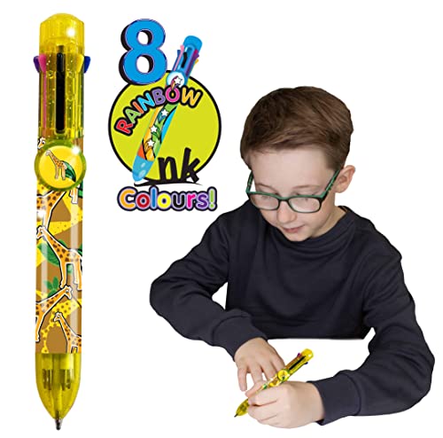 Rainbow Writer - Giraffe, Farbwechselstifte von Deluxebase. 8-in-1-Kugelschreiber, tolle Neuheitsstifte für Kinder und ideales Büro- oder Schulmaterial von Rainbow Writer
