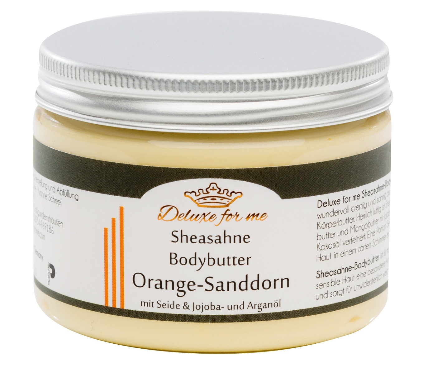 194.29Eur/1Kg Bodybutter - Sheasahne Orange Mit Sanddorn 194.29Eur/1Kg Bodybutter - Sheasahne Orange Mit Sanddorn von Deluxeforme
