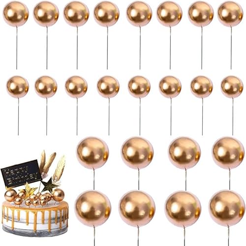 Demarsen Kuchen Insert Topper, 42 Stück DIY Cake Ball Dekoration, Kuchen goldene Dekoration für Valentinstag Geburtstag Hochzeit Deko von Demarsen