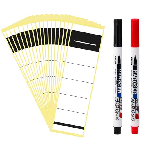 Demarsen 50 Stück Ordnerrücken Selbstklebend 19×5.4cm Breit Ordner Rückenschilder mit 2 Marker Stifte,Ordner Etiketten,Weiß,Beschreibbar,für Büro,Bibliothek,Archivierung von Demarsen