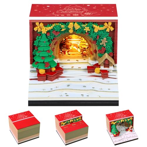 3D Notizblock, Kalender 2026 mit LED, 3D Kalender, 3D Notizblock Baum Wochenkalender Tagesabreißkalender, Tischkalender Schreibtisch Deko (L) von Demiawaking