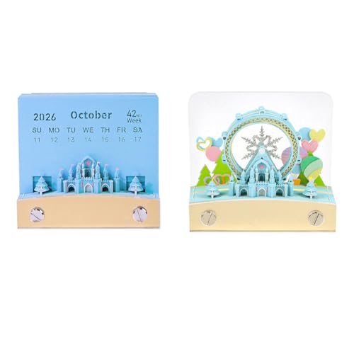 3D Notizblock, Kalender 2026 mit LED und Stifthalter, 3D Kalender, 3D Notizblock Riesenrad Wochenkalender Tagesabreißkalender, Tischkalender Schreibtisch Deko (Riesenrad) von Demiawaking