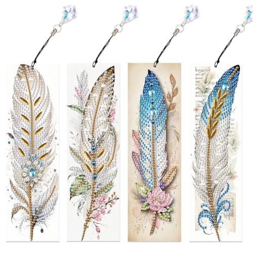 4Pcs Lesezeichen DIY 5D Diamond Painting Lesezeichen Malerei Stickerei Kreuzstich Seiten Markierung Weihnachten Geburtstag Geschenk (69) von Demiawaking