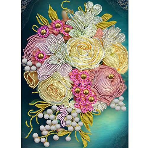 5D DIY Diamond Painting Bilder Blumen Set, Teilbohrer Diamant Painting Quilling Malerei Kit, Zahlen nachen Mahlen Diamantmalerei Deko Geschenk 30x40cm (07) von Demiawaking