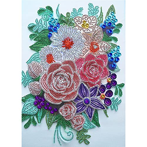 5D DIY Diamond Painting Bilder Blumen Set, Teilbohrer Diamant Painting Quilling Malerei Kit, Zahlen nachen Mahlen Diamantmalerei Deko Geschenk 30x40cm (T) von Demiawaking