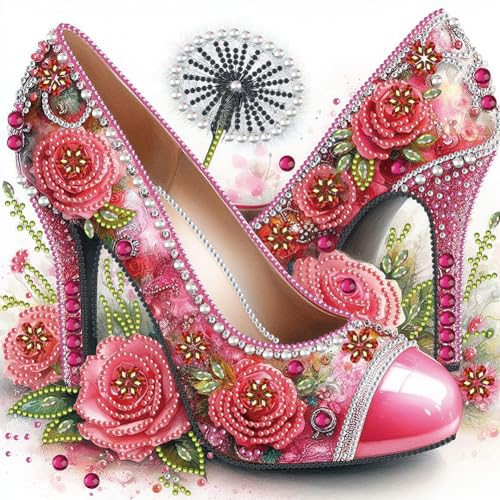 5D DIY Diamond Painting Bilder Pumps Set,Teilbohrer Diamant Painting Hoher Absatz und Blumen Kit, Teilweise Mosaikherstellung Diamant Malerei Malen nach Zahlen 30x30cm (C) von Demiawaking
