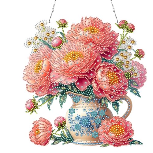 5D DIY Diamond Painting Kranz Girlande Set, Diamant Painting Anhänger Türkranz Kits mit Kette, Diamant Malerei Traumfänger Kit Tür Fenster Deko DIY Geschenk (X) von Demiawaking