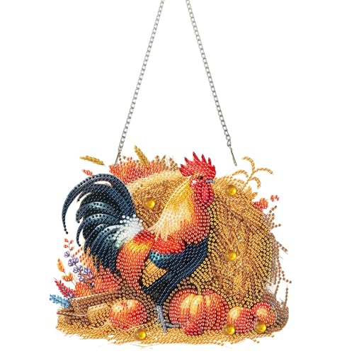 5D DIY Diamond Painting Kürbis Girlande Kranz Set, Diamant Painting Anhänger Herbstdeko Kits mit Kette, Diamant Malerei Türkranz Kürbis Herbst Deko Tür Fenster Deko DIY Geschenk (Y) von Demiawaking