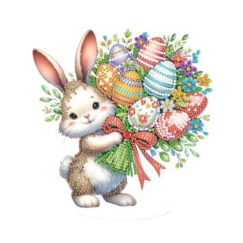 5D DIY Diamond Painting Osterdeko Osterhase Tischdeko Set, Diamant Malerei Ostereier Tisch Deko Ostern Deko, Diamant Painting Ostern Party Geschenk (19) von Demiawaking