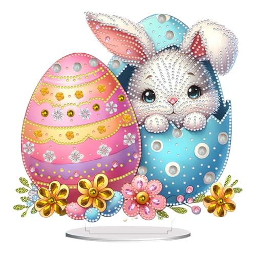 5D DIY Diamond Painting Osterdeko Osterhase Tischdeko Set, Diamant Malerei Ostereier Tisch Deko Ostern Deko, Diamant Painting Ostern Party Geschenk (29) von Demiawaking