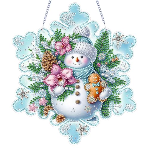 5D DIY Diamond Painting Schneeflocke Anhänger Set, Diamant Painting Weihnachten Girlande Kranz Kits mit Kette, Diamant Malerei Türkranz Weihnachtsdeko Tür Fenster Deko Schnee Geschenk (C) von Demiawaking