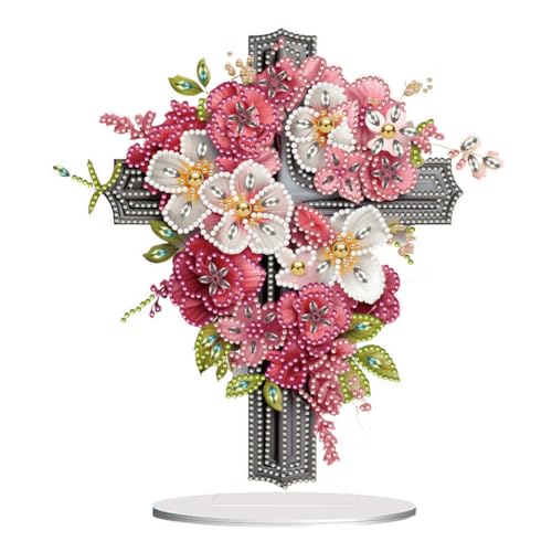 5D DIY Diamond Painting Tischdeko Blumen Rose Set, Diamant Malerei Tisch Deko Kreuzen Ornament, Diamant Painting Geschenk (N) von Demiawaking
