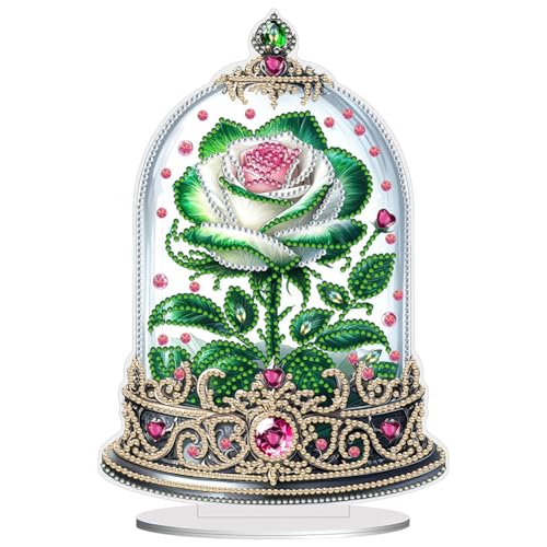 5D DIY Diamond Painting Tischdeko Blumen Rose Set, Diamant Malerei Tisch Deko Strauß Vase Ornament, Diamant Painting Geschenk (Rose 02) von Demiawaking