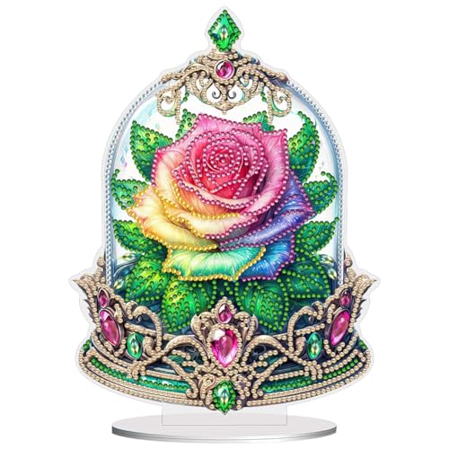 5D DIY Diamond Painting Tischdeko Blumen Rose Set, Diamant Malerei Tisch Deko Strauß Vase Ornament, Diamant Painting Geschenk (Rose 03) von Demiawaking