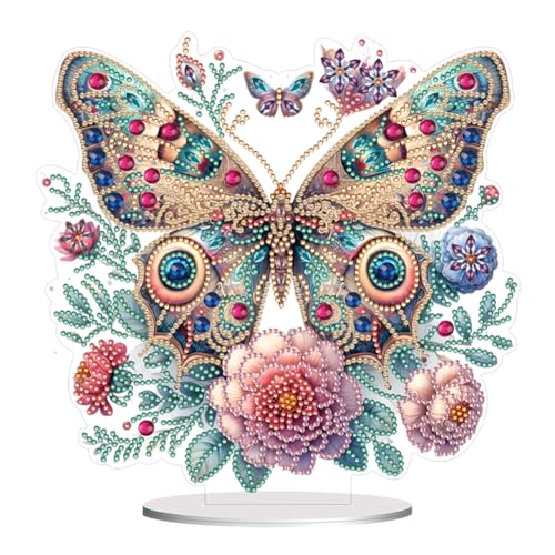 5D DIY Diamond Painting Tischdeko Blumen Rose Set, Diamant Malerei Tisch Deko Strauß Vase Ornament, Diamant Painting Geschenk (Schmetterling 05) von Demiawaking