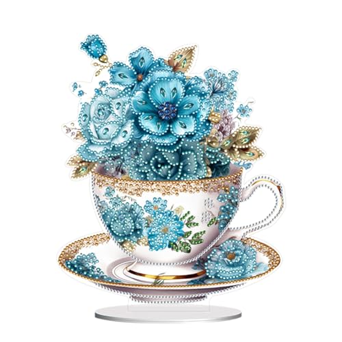 5D DIY Diamond Painting Tischdeko Blumen Vase Set, Diamant Malerei Tisch Deko Vogel Blumen Ornament, Diamant Painting Malen nach Zahlen Erwachsene Geschenk (H) von Demiawaking
