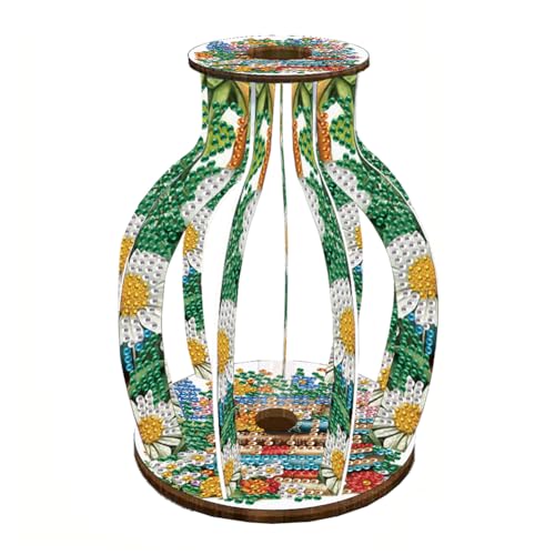 5D DIY Diamond Painting Tischdeko Vase Set, Holz Diamant Malerei Tisch Deko Ornament, Diamant Painting Blumenvase Kit Tisch Deko Geschenke (01) von Demiawaking