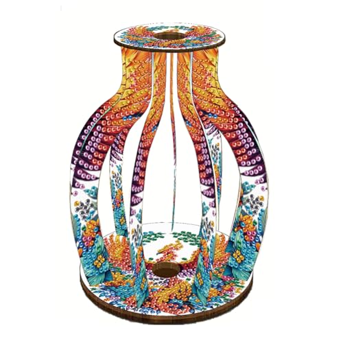5D DIY Diamond Painting Tischdeko Vase Set, Holz Diamant Malerei Tisch Deko Ornament, Diamant Painting Blumenvase Kit Tisch Deko Geschenke (R) von Demiawaking