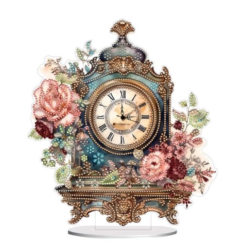 5D DIY Diamond Painting Uhr Tischdeko Set, Diamant Malerei Uhr Tisch Deko Ornament, Diamant Painting Malen nach Zahlen Erwachsene Geschenk (A) von Demiawaking