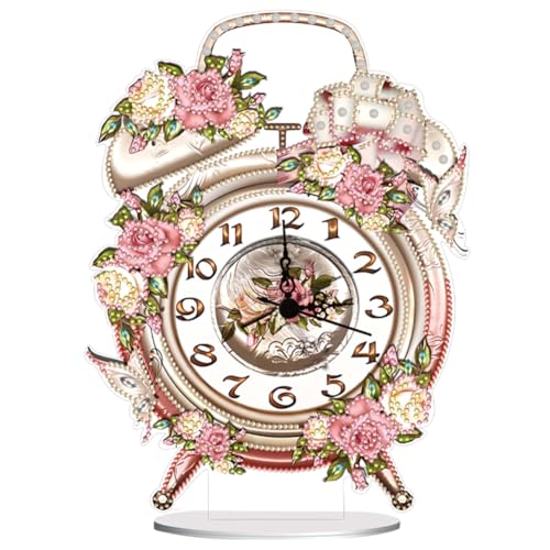 5D DIY Diamond Painting Uhr Tischdeko Set, Diamant Malerei Uhr Tisch Deko Ornament, Diamant Painting Malen nach Zahlen Erwachsene Geschenk (B) von Demiawaking