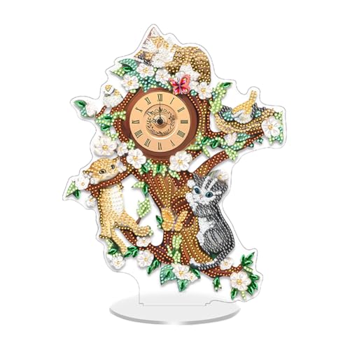 5D DIY Diamond Painting Uhr Tischdeko Set, Diamant Malerei Uhr Tisch Deko Ornament, Diamant Painting Malen nach Zahlen Erwachsene Geschenk (O) von Demiawaking