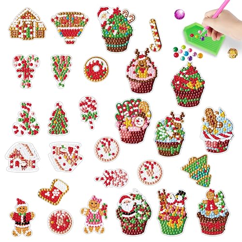 5D DIY Diamond Painting Weihnachten Sticker Selbstklebend, Diamant Malerei Aufkleber Weihnachtsdeko Karte Deko Kinder Sticker Geschenk (C) von Demiawaking