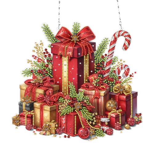 5D DIY Diamond Painting Weihnachtsgirlande Weihnachtskranz Set, Diamant Painting Girlande Anhänger Kits mit Kette, Diamant Malerei Türkranz Weihnachtsdeko Weihnachten Deko (07) von Demiawaking