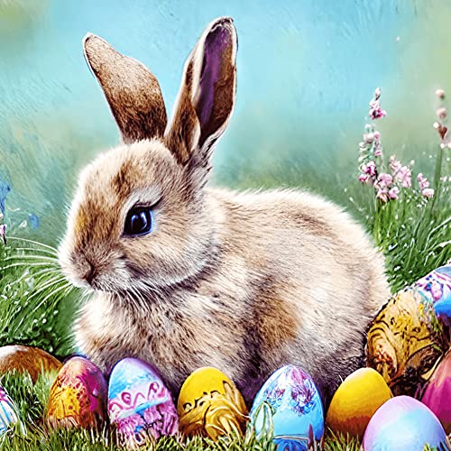 5D DIY Full Drill Diamond Painting Bilder Osterhase Osterdeko Kit, Diamant Painting Ostern Deko Hase Kaninchen, Stickerei Diamantmalerei (30x30cm G) von Demiawaking