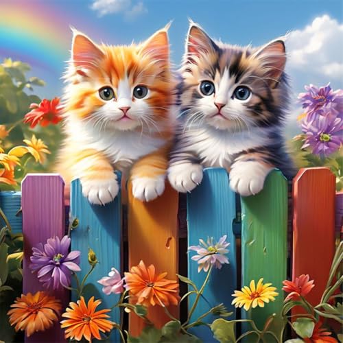 5D DIY Full Drill Diamond Painting Bilder Tiere Katzen Set, Vollbohrer Diamant Painting Katze Kit, Diamant Malerei Malen nach Zahlen 30x30cm (G) von Demiawaking