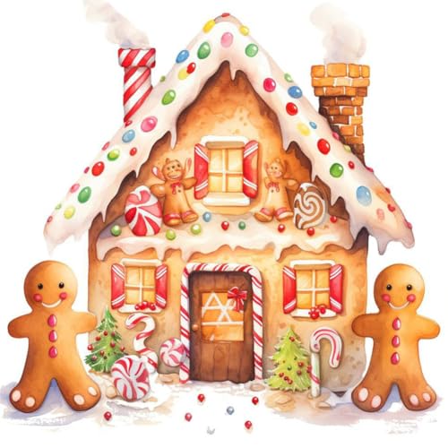 5D DIY Vollbohrer Diamond Painting Weihnachten Bilder Set, Diamant Painting Lebkuchen Keks Kit, Diamant Malerei Weihnachtsdeko Geschenk 30x30cm (G) von Demiawaking
