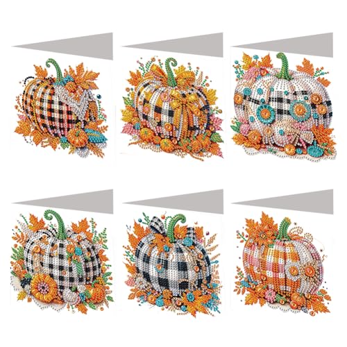 5D Diamond Painting Grußkarten mit Umschlag, DIY Diamant Malerei Halloween Karten Kürbis Halloween Deko, Diamant Painting Geschenkkarten (D) von Demiawaking