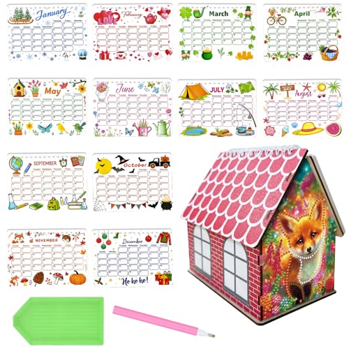 5D Diamond Painting Kalender 2026, DIY Diamant Malerei Calendar 2026 Tischkalender, Diamant Painting Tischkalender Tischdeko Paper Kalender Set Geschenk (01) von Demiawaking