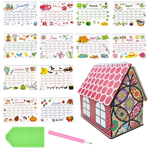 5D Diamond Painting Kalender 2026, DIY Diamant Malerei Calendar 2026 Tischkalender, Diamant Painting Tischkalender Tischdeko Paper Kalender Set Geschenk (02) von Demiawaking