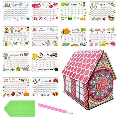 5D Diamond Painting Kalender 2026, DIY Diamant Malerei Calendar 2026 Tischkalender, Diamant Painting Tischkalender Tischdeko Paper Kalender Set Geschenk (03) von Demiawaking