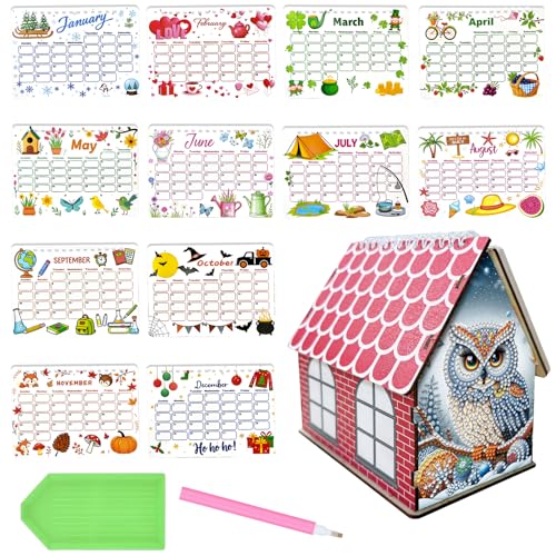 5D Diamond Painting Kalender 2026, DIY Diamant Malerei Calendar 2026 Tischkalender, Diamant Painting Tischkalender Tischdeko Paper Kalender Set Geschenk (04) von Demiawaking