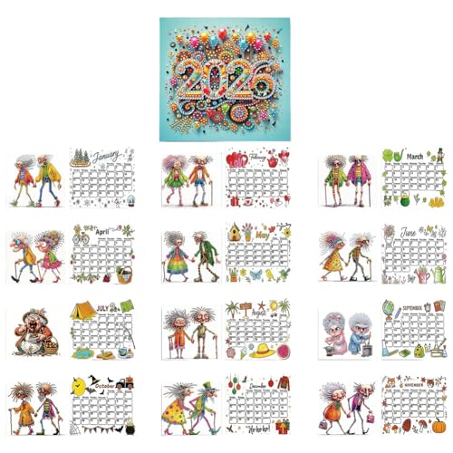 5D Diamond Painting Kalender 2026, DIY Diamant Malerei Calendar 2026 Tischkalender, Diamant Painting Tischkalender Tischdeko Paper Kalender Set Geschenk (A) von Demiawaking