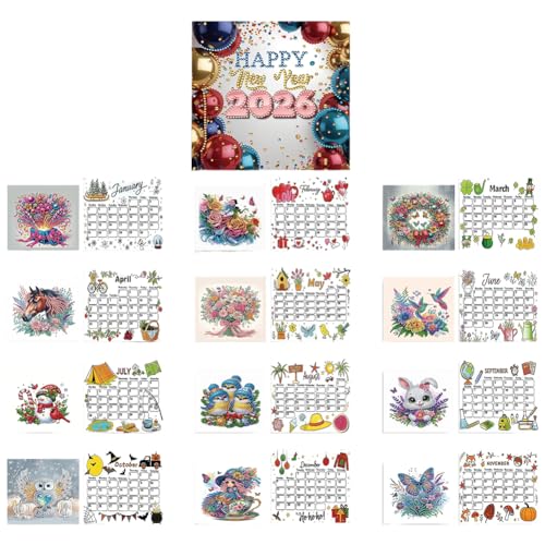5D Diamond Painting Kalender 2026, DIY Diamant Malerei Calendar 2026 Tischkalender, Diamant Painting Tischkalender Tischdeko Paper Kalender Set Geschenk (B) von Demiawaking