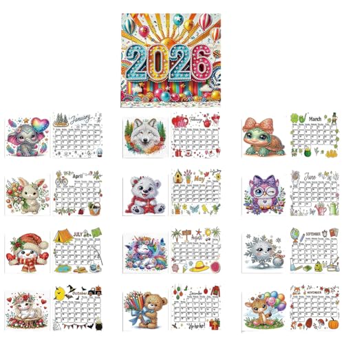 5D Diamond Painting Kalender 2026, DIY Diamant Malerei Calendar 2026 Tischkalender, Diamant Painting Tischkalender Tischdeko Paper Kalender Set Geschenk (C) von Demiawaking