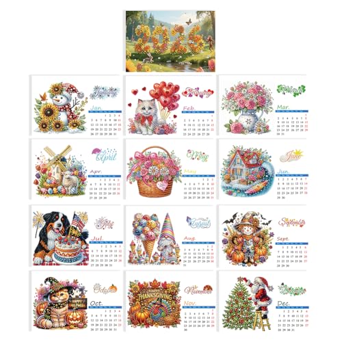 5D Diamond Painting Kalender 2026, DIY Diamant Malerei Calendar 2026 Tischkalender, Diamant Painting Tischkalender Tischdeko Paper Kalender Set Geschenk (H) von Demiawaking